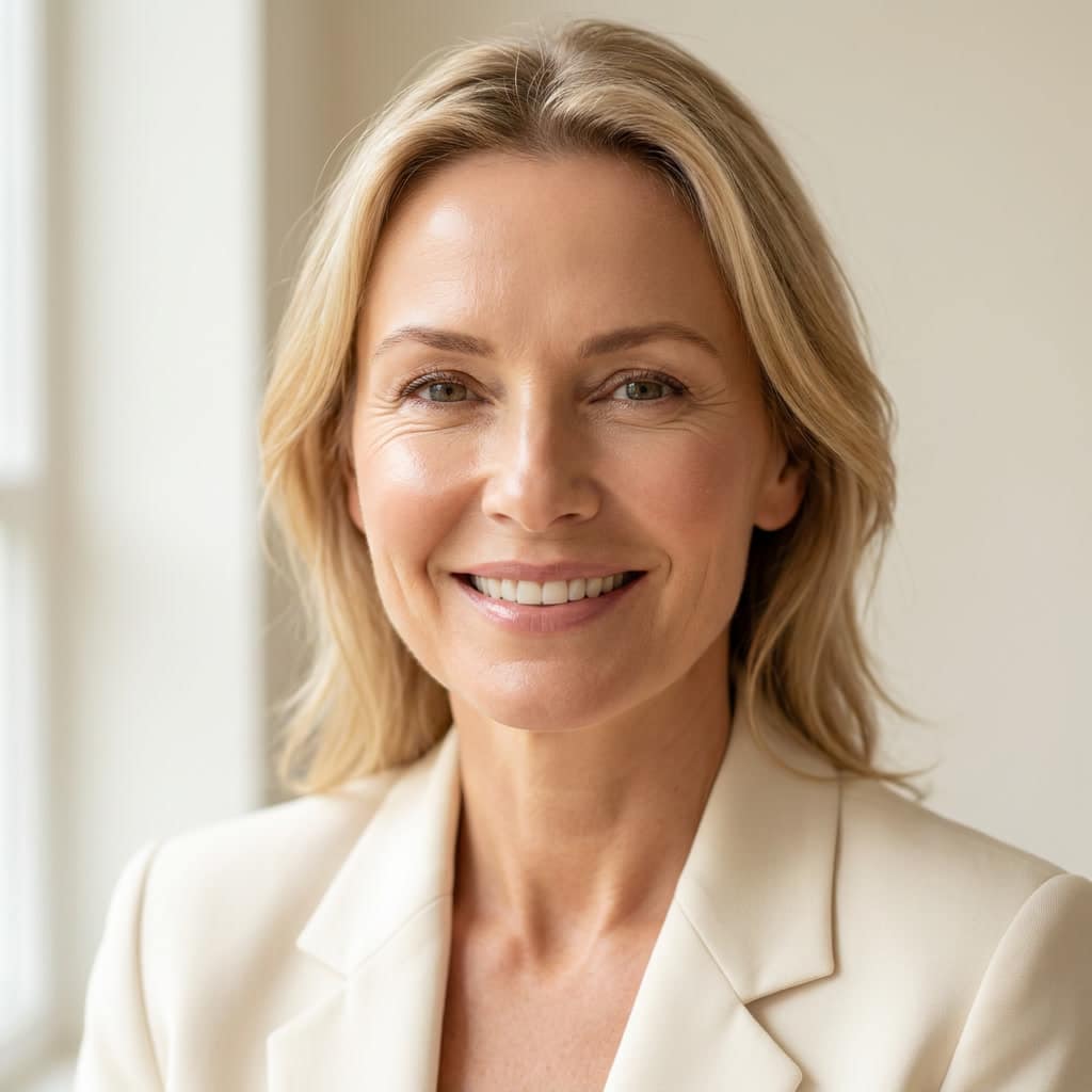 Woman with glowing skin after using Synevra